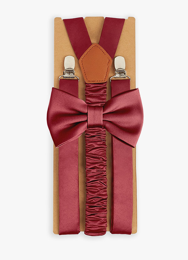 front Matching Matte Satin Bow Tie & Suspenders Set