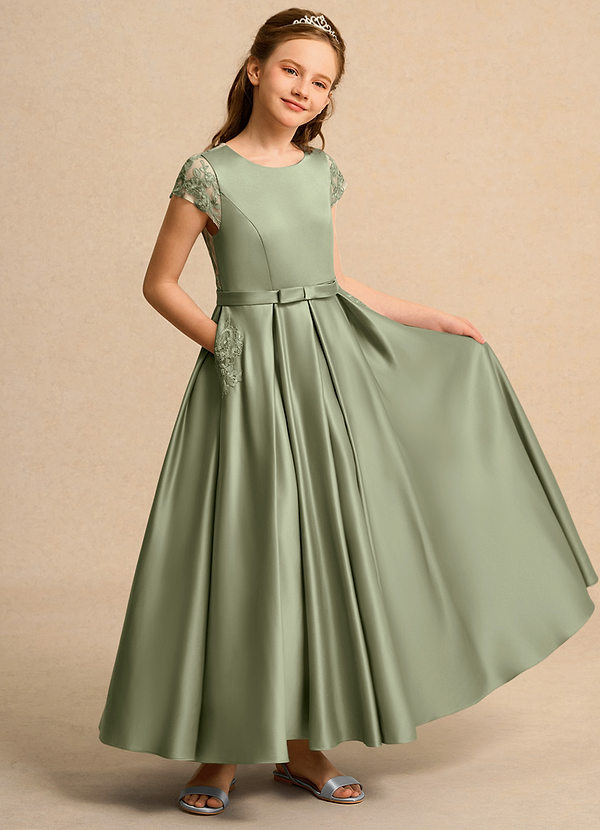 Azazie Bunny Girls Formal Flower Girl Dresses Pistachio Ball-Gown Lace Dress image1