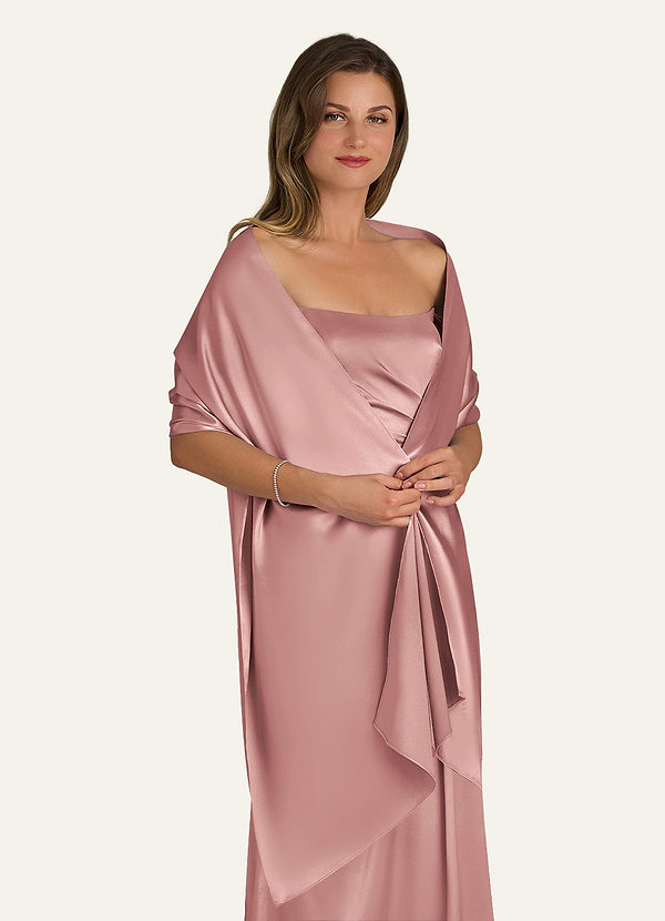 front Azazie Matching Color Metallic Satin Shawl