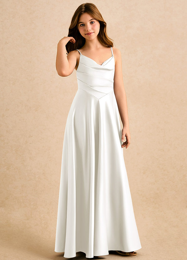 Azazie Kyla Girls Formal Klänningar för brudeflicka Klä A-Line i Matt satäng Älskling Halsringning image1