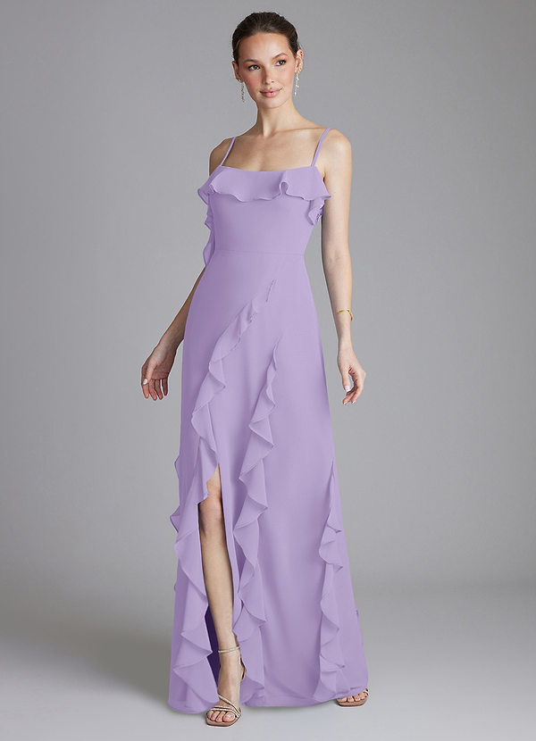 Azazie Malia Bridesmaid Dresses Lilac Sheath Ruched Chiffon Dress image1