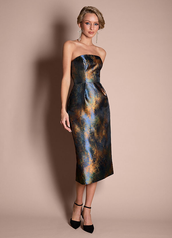 Vestido Bronce Verde Azulado Midi Meera image1