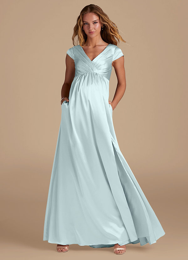 Azazie Allessia Abiti da damigella premaman Abito A-Line Raso Metallizzato Floor-Length image1
