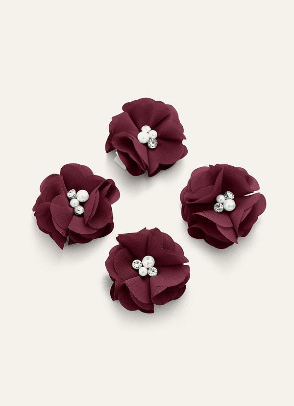 front Four-Piece Matching Color Chiffon Hair Clip Set