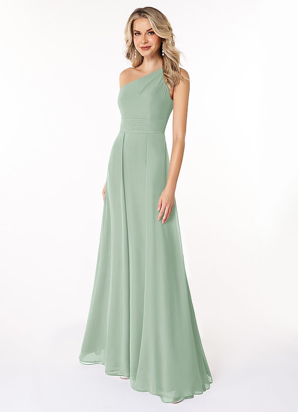 Azazie Dallas Bridesmaid Dresses Agave A-Line One Shoulder Chiffon Dress image1