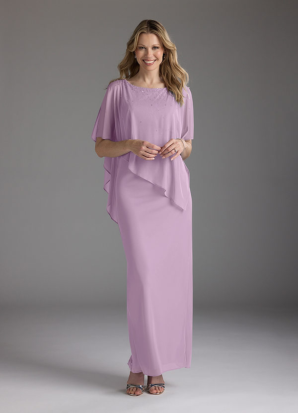 Azazie Aspyn Brautmutterkleider Etui Mit Perlen Gittergewebe Kleid Blauregen image1
