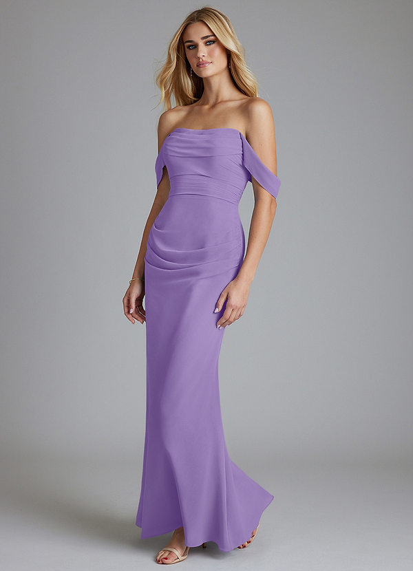 Azazie Luiza Bridesmaid Dresses Tahiti Mermaid Off the Shoulder Chiffon Dress image1