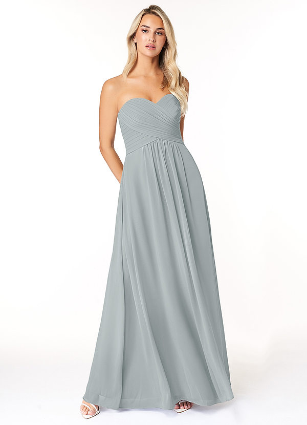 Azazie Yazmin Bridesmaid Dresses Dolphin Grey A-Line Sweetheart Neckline Chiffon Convertible Dress image1