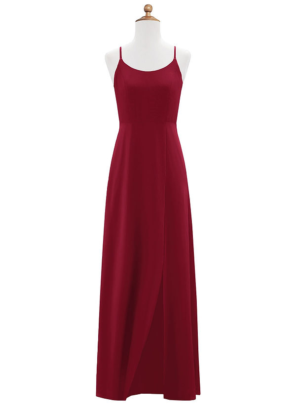 Azazie Moira Junior Burgundy A-Line with Pockets Chiffon Dress image1