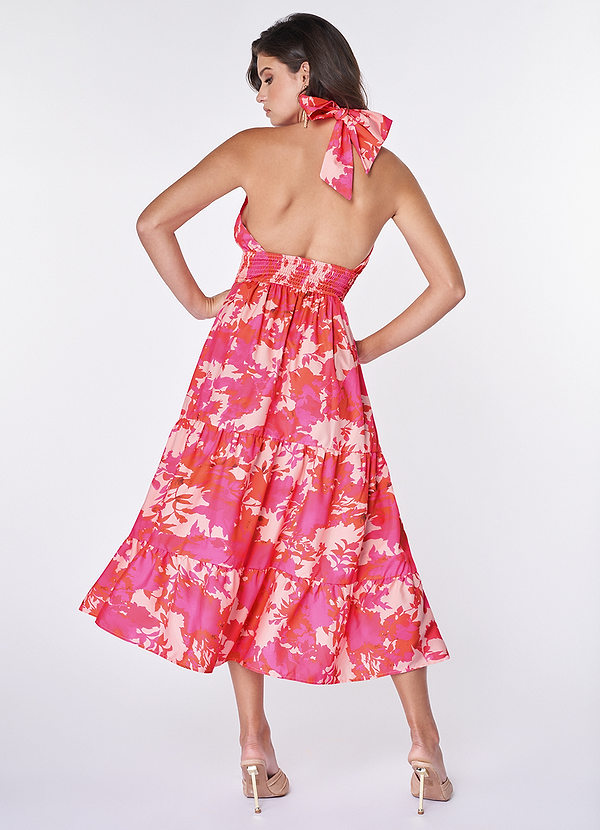 back Feeling Like Forever Fuchsia Floral Print Maxi Dress
