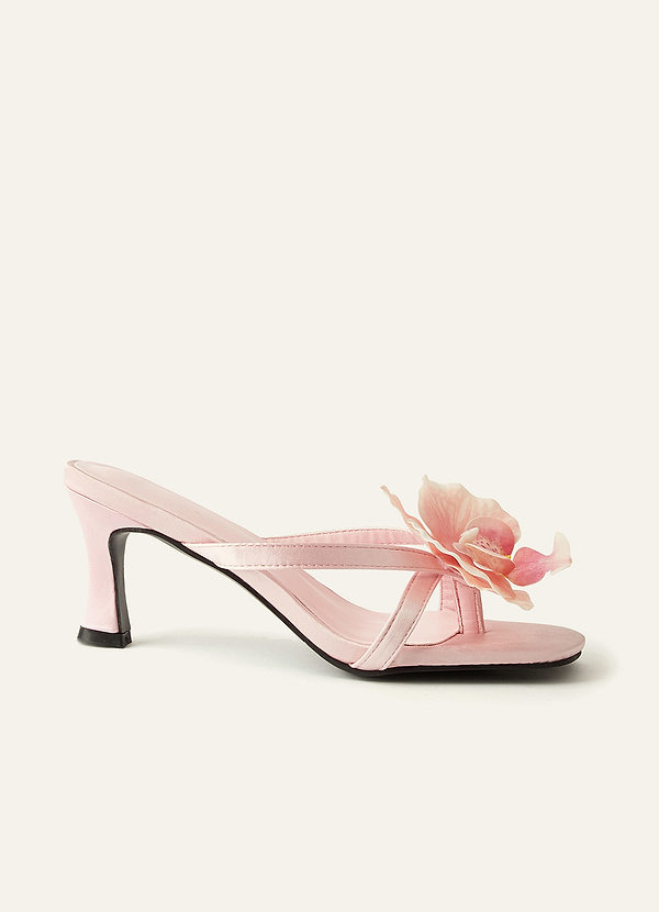 Romantic 3D Orchid Kitten Heel Thong Mules front
