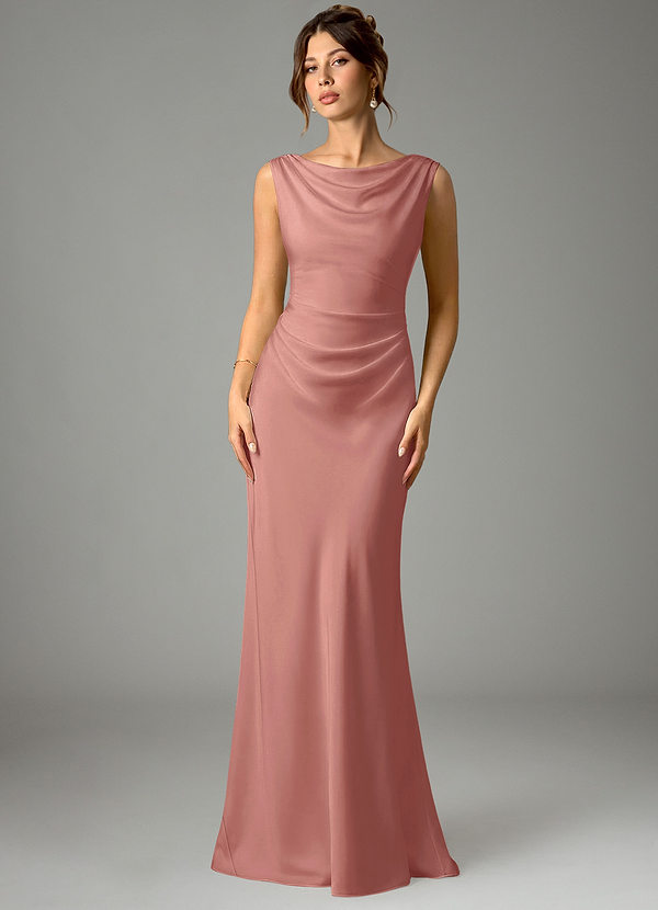 Kieryn Bridesmaid Dresses Rosette Mermaid Pleated Stretch Satin Dress image1