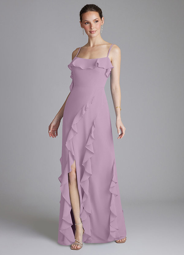 Azazie Malia Bridesmaid Dresses Wisteria Sheath Ruched Chiffon Dress image1
