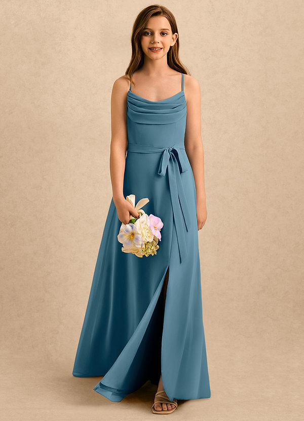 Azazie Jasslyn Girls Formal Sukienki dla dziewczynek sypiących kwiaty Linia A Pofałdowany Szyfon Długość podłogi Sukienka image1