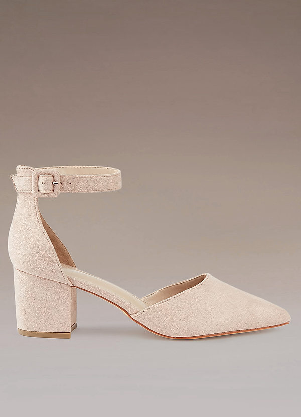 front Suede Ankle Strap Heels