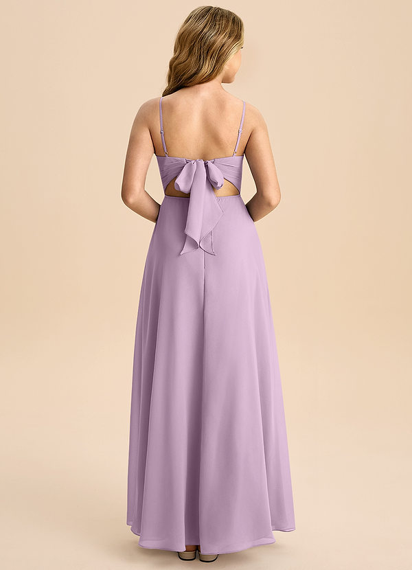 Azazie Shale Junior Wisteria A-Line Bow Chiffon Dress image1