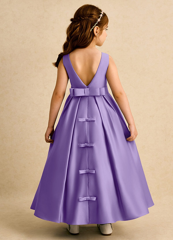 Azazie Mapel Vestidos de Niña de Flores Vestido de Tahití de Satin Mate de Princesa con Plisado image1
