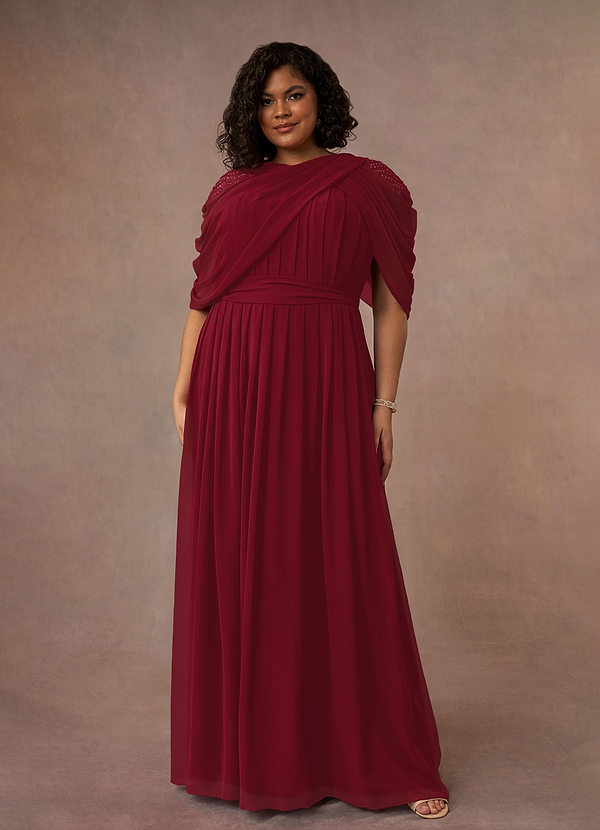 Azazie Olena Mother of the Bride Dresses Burgundy A-Line Sequins Chiffon Dress image1