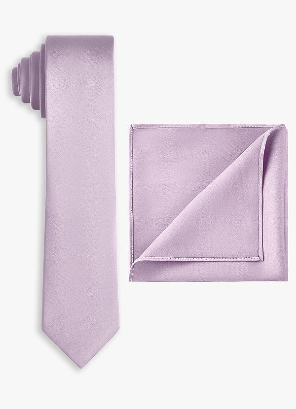 front Set aus schmaler Krawatte und Einstecktuch aus Stretch-Satin