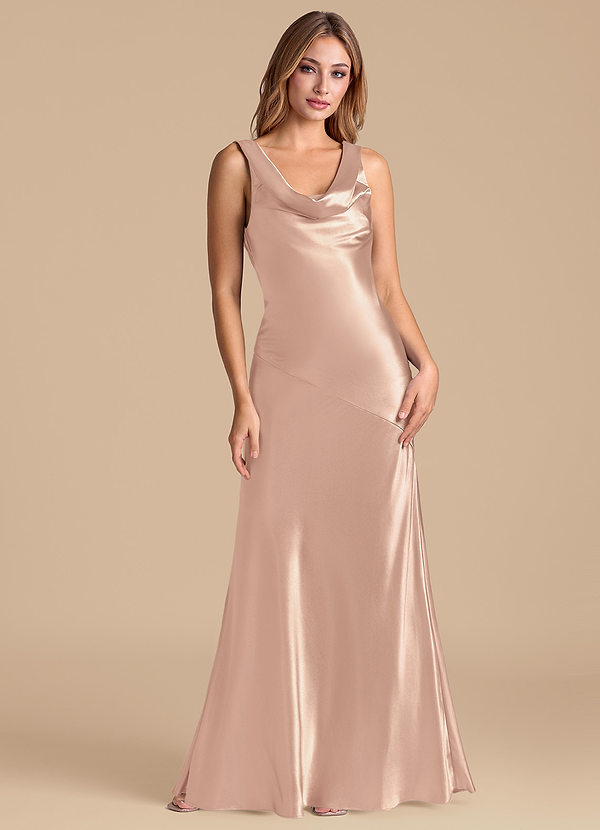 Azazie Rylina Bridesmaid Dresses English Rose Mermaid Metallic Satin Dress image1