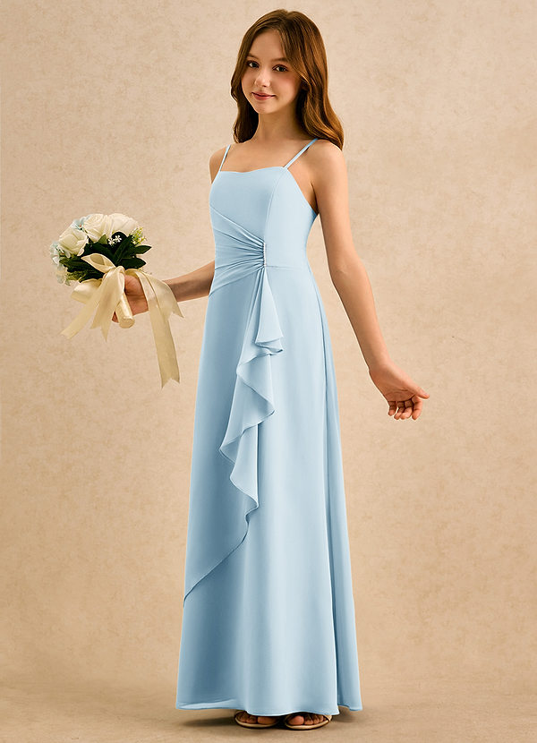 Azazie lolly Girls Formal Blumenkinder Kleider A-Linie Plissee Chiffon Kleid Himmelblau image1