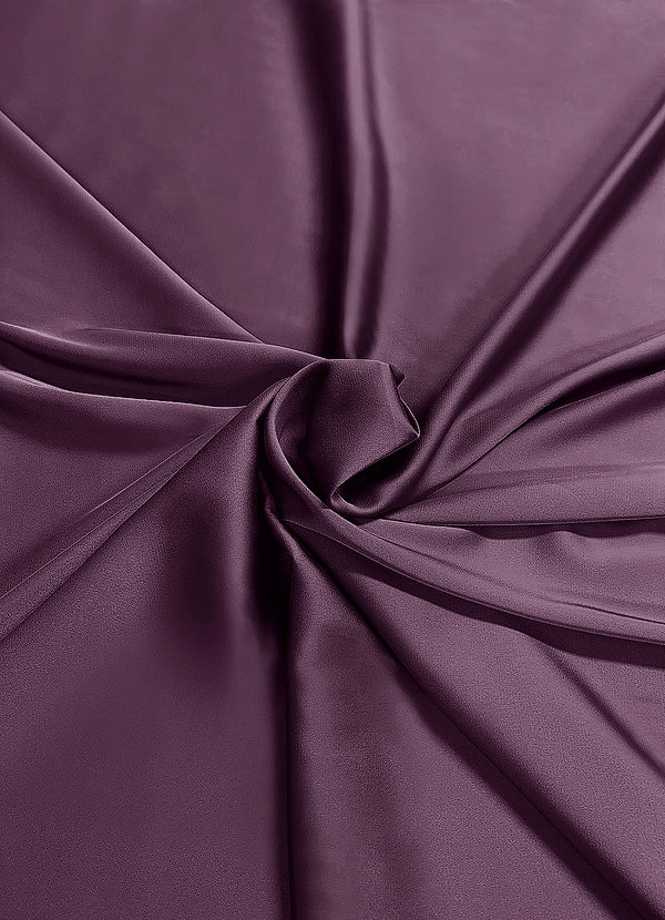 front Azazie Pflaume Stretch-Satin-Stoff, Meterware