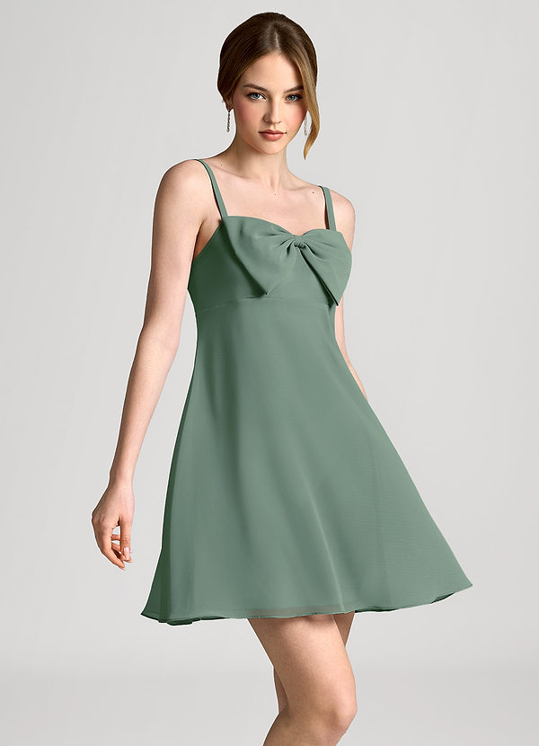 front Eukalyptus Chiffon-Minikleid mit Schleife