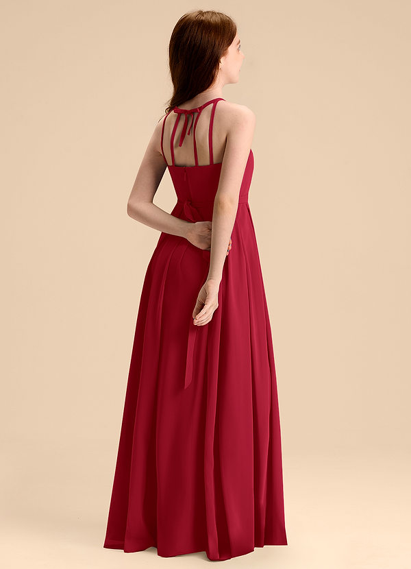 Azazie Arianthe Junior Scarlet A-Line Pleated Chiffon Dress image1