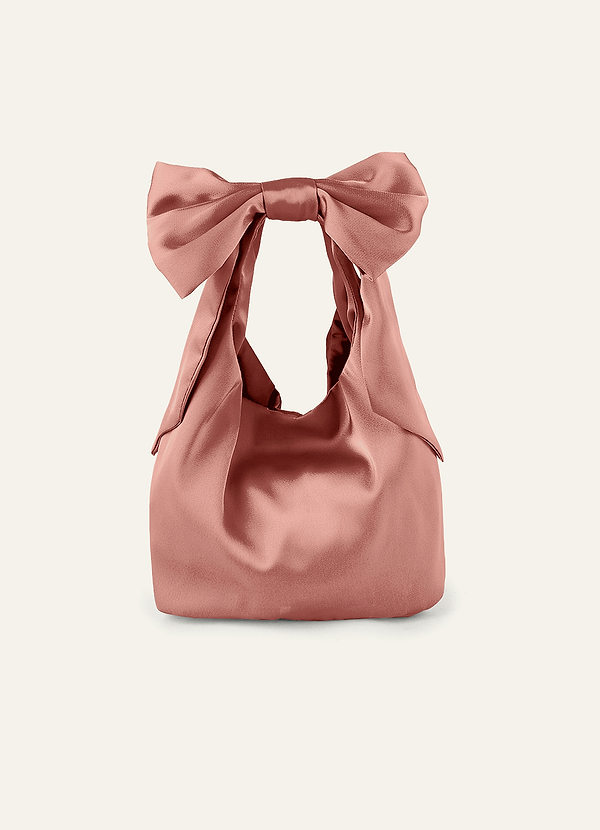 front Matching Color Stretch Satin Bow Handbag