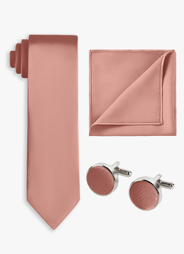 front Matching Color 3-Piece Stretch Satin Wide Tie Set