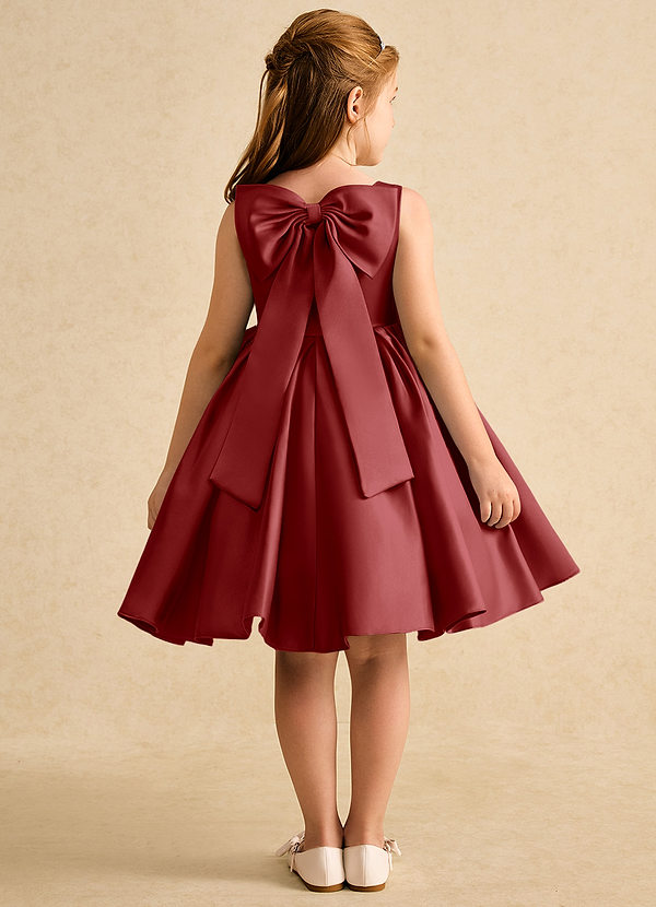 Azazie Jessie Flower Girl Dresses Rust A-Line Bow Matte Satin Dress image1