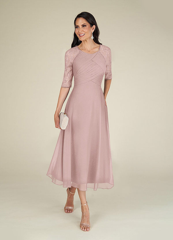 Azazie Dorothea Mother of the Bride Dresses Dusty Rose A-Line Scoop lace Chiffon Dress image1