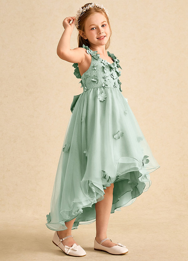 Azazie Tweety Flower Girl Dresses Agave A-Line Lace Tulle Dress image1