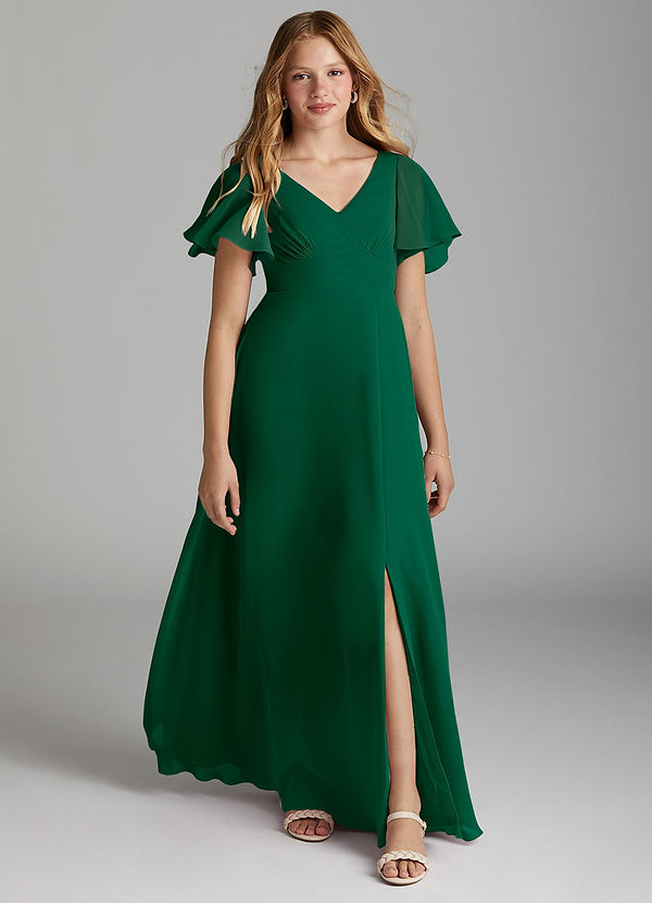 Kimber Junior A-Line Pleated Chiffon Dress