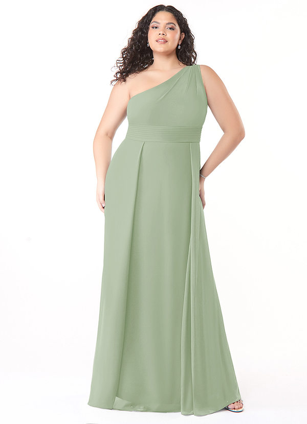 Azazie Dallas Bridesmaid Dresses Dusty Sage A-Line One Shoulder Chiffon Dress image1