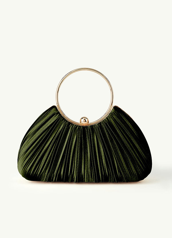 front Bijpassende kleur metallic satijnen geplooide handtas