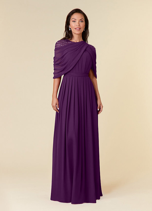 Azazie Olena Mother of the Brides Dresses Grape A-Line Sequins Chiffon Dress image1