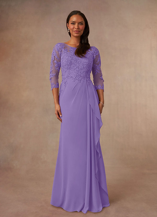 Azazie Calanthe Brautmutterkleider A-Linie Schaufel Chiffon Kleid Tahiti image1