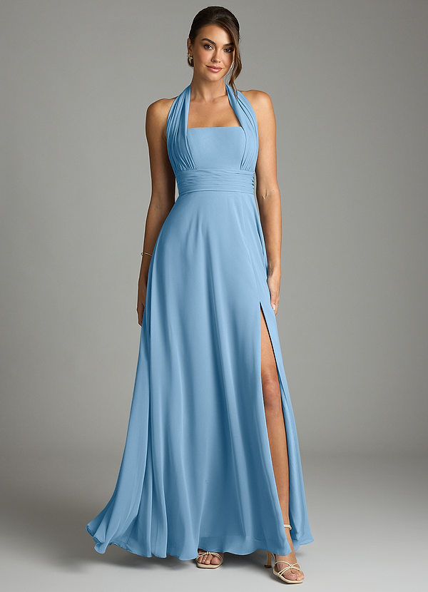 Azazie Tamira Suknie dla druhen Linia A Pofałdowany Szyfon Do ziemi Sukienka image1