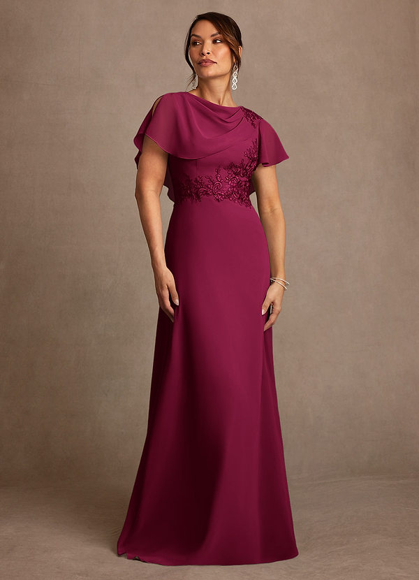Azazie Frieda Mother of the Brides Dresses Burgundy A-Line Applique Chiffon Dress image1