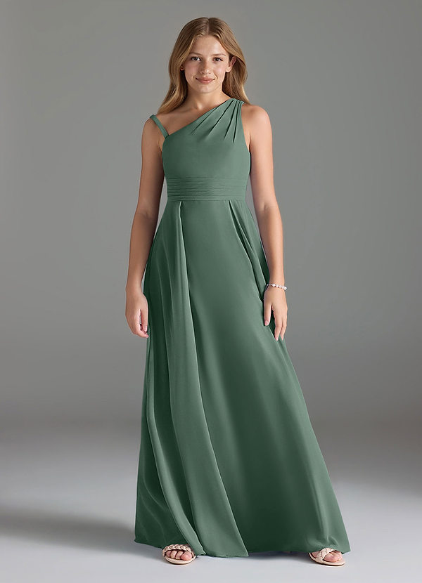 Azazie Dallas Junior Eucalyptus A-Line Pleated Chiffon Dress image1