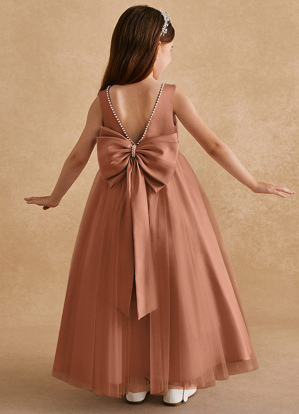 Azazie Cookie Flower Girl Dresses Bronzer A-Line Bow Tulle Dress image1