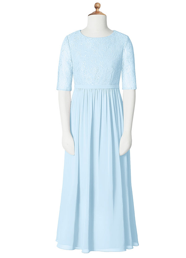 Azazie Joliana A-Line Lace Chiffon Floor-Length Junior Bridesmaid Dress image1