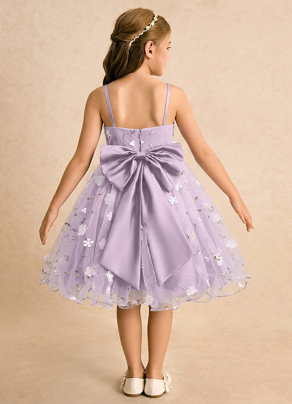 Azazie Junebug Flower Girl Dresses Frosted Lilac Ball-Gown Spaghetti Strap Tulle Dress image1