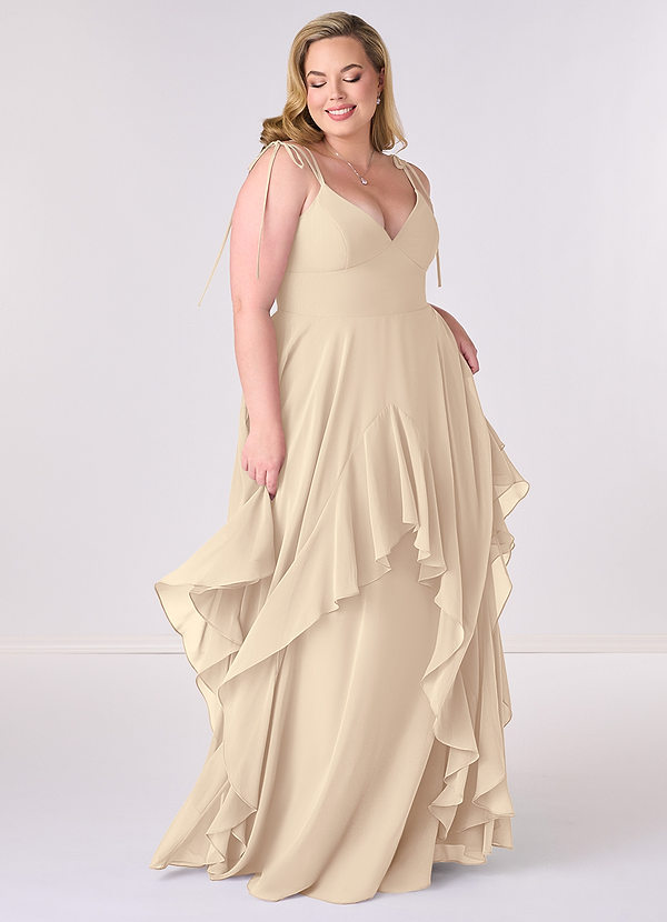 Barbie ♥ Azazie Abiti da Damigella Abito A-Line in Chiffon Fiocco Champagne image1