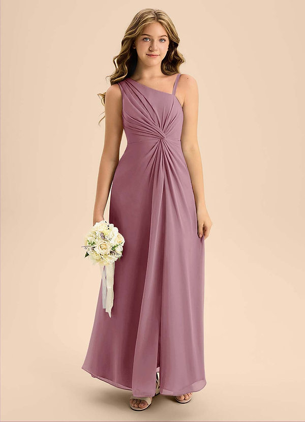 Azazie Brooke Junior Vintage Mauve A-Line Side Slit Chiffon Dress image1