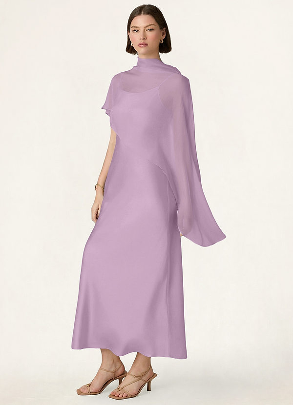 front Azazie Matching Color Chiffon Bias Cut Cape