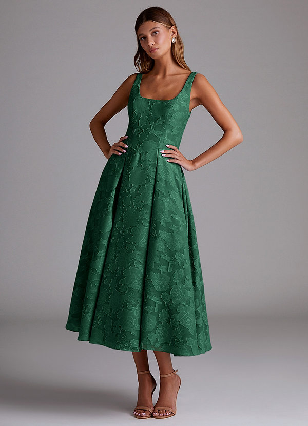 Azazie Amalie Dark Green Floral Burnout Bridesmaid Dresses | Azazie
