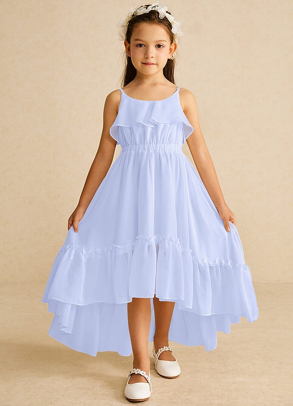 Azazie Karmen Flower Girl Dresses Lavender A-Line Ruched Chiffon Dress image1