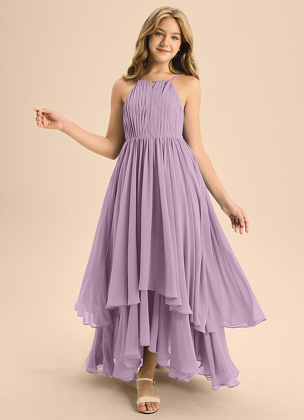 Azazie Elliora Junior Wisteria A-Line Pleated Chiffon Dress image1